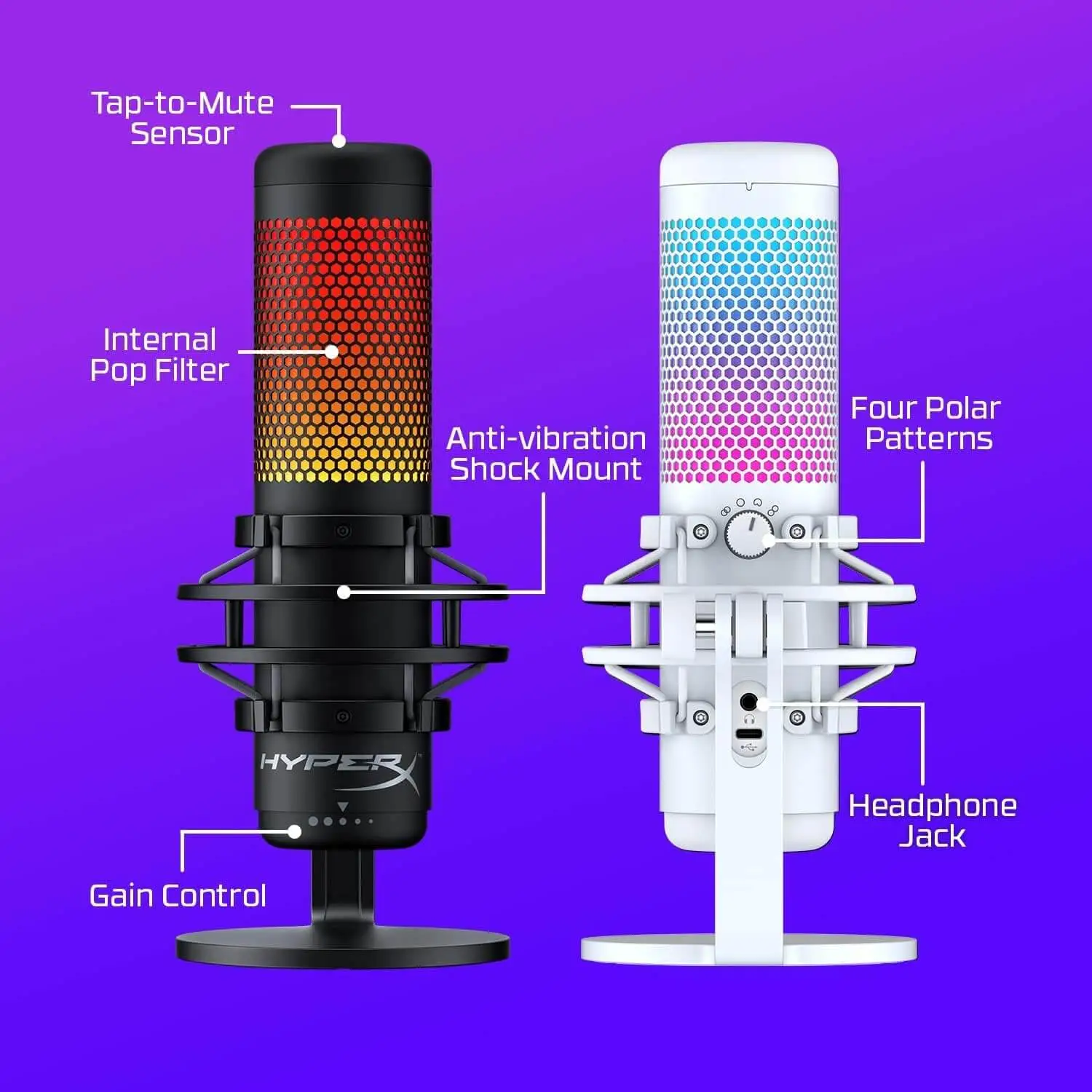 HyperX QuadCast S – RGB USB Condenser Microphone for PC