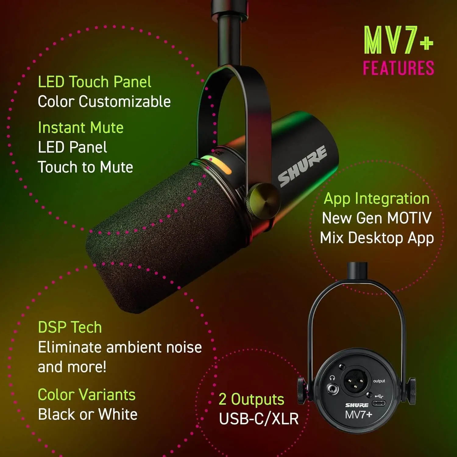 Shure MV7+ Podcast Dynamic Microphone