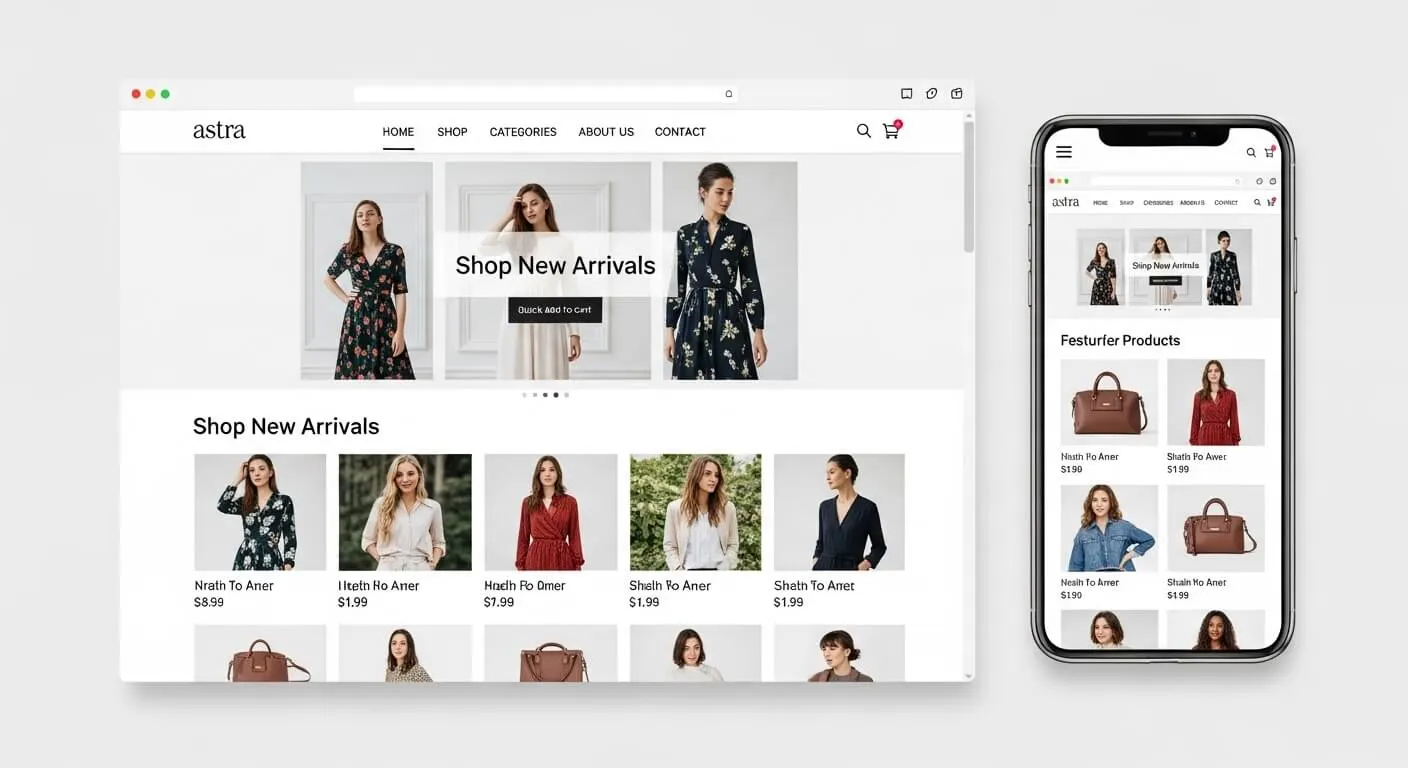 astra wordpress theme ecommerce example store