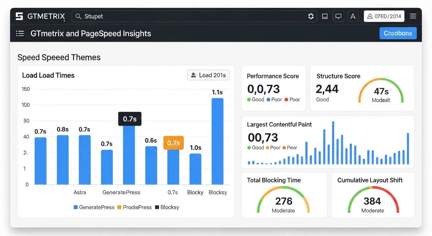 wordpress theme speed test results gtmetrix