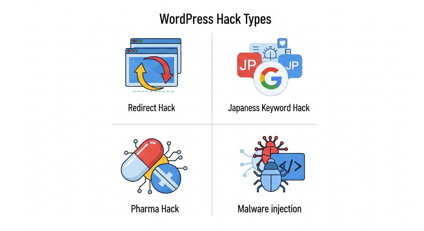 Four most common WordPress hack types redirect Japanese pharma malware