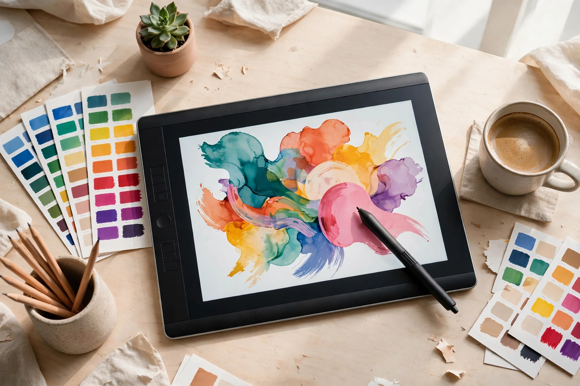 Graphics design services in Bangladesh, designer drawing on a tablet
